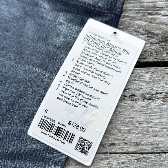 Lululemon Align High-Rise Ribbed Pant 25" Shine Foil Black Night SIZE 6 NWT - Picture 4 of 8